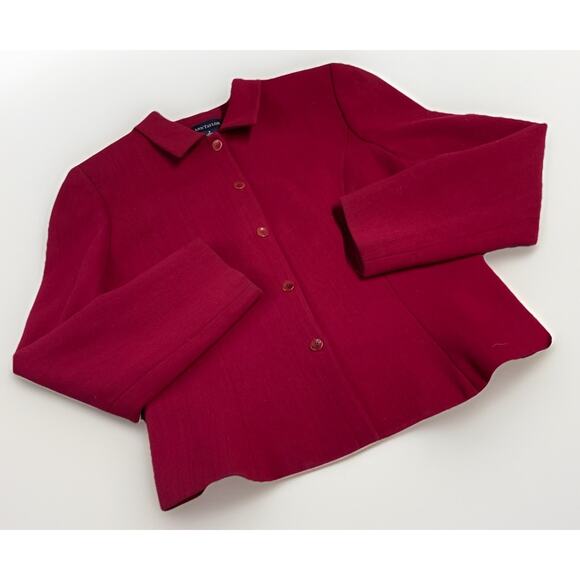 ANN TAYLOR Wool Blazer Size 6 Pants 8 Suit Set Womens Magenta Pink Career Lined - Picture 2 of 16